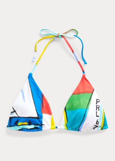 Women's Polo Ralph Lauren Graphic-Print Bikini Tops | 572180JZG